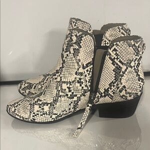 Circus by Sam Edelman Black and White Snakeskin Ankle Booties
